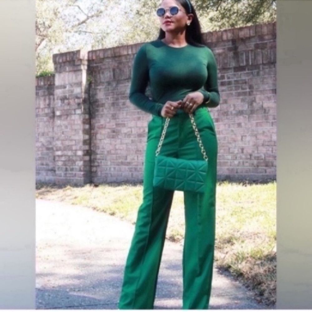 Solid High Rise Straight Leg Pants - image 5